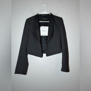 Rag & Bone Black Wool Leather Trim Tuxedo Jacket Size 4
